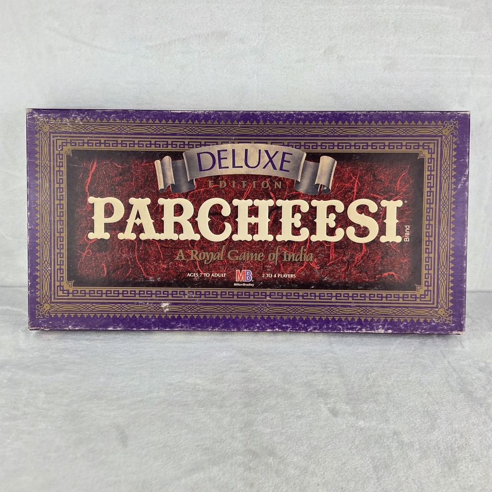 Vintage 1989 Parcheesi Deluxe Board Game Milton Bradley Complete Wood Pawns